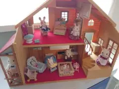 【まとめ売り】シルバニアファミリー 初期 赤い屋根のおうち 家具人形セット