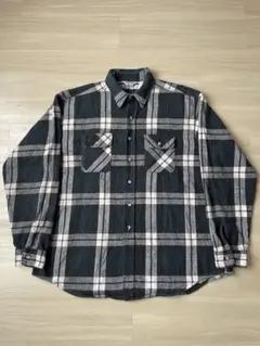 80s ファイブブラザー USA製 ネルシャツ 2XL ネイビー ブラック 白