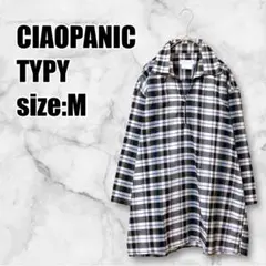 【チャオパニック】リネンブレンドスキッパーシャツ チェック柄 七分袖 ドロショル