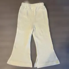 リブ編みオフホワイト色フレアパンツ　95