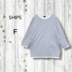 シップス　SHIPS　メンズカットソー　七分袖　リンガーデザイン　グレーのサムネイル