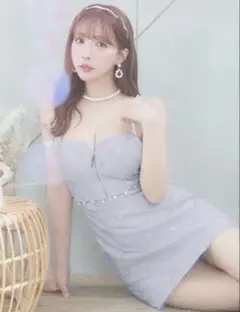 ROBE de FLEURS キャバドレス ビジュー M ブルー