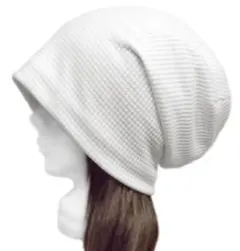 ハンドメイド◆ルーズワッチキャップ◆ワッフル調コットンニット／オフホワイト