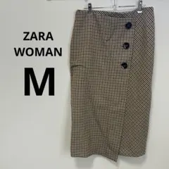 ZARA WOMANチェック柄　スカート　ラップスカートMのサムネイル