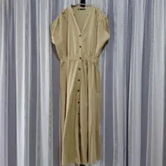 ZARA ベージュ 半袖 ロングワンピース L