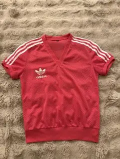 adidas originals メッシュ半袖トップス ピンク 3本ライン ロゴ
