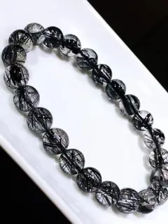 ⭐︎【天然】ブラックトルマリンインクォーツ ブレスレット 7.2mm 