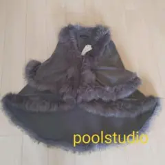 タグ付き　ファーポンチョ