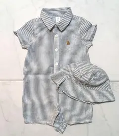 GAP baby ストライプカバーオール ロンパース 帽子 12-18month