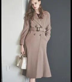 美品 Mystrada ファー付 アンゴラ混 ロングコート ベルト グレー M 