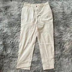 美品✨【GLOBAL WORK】アイボリー ストレートパンツ ボタン付 M 綿混