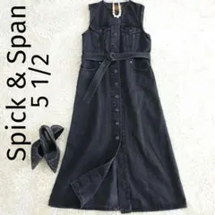 スピックアンドスパン 5 1/2　美品　ロゴボタンベルト付きデニムワンピース