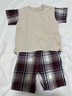 新品未使用タグ付き プティマイン チェック柄切替 Tシャツ チェックズボンのサムネイル