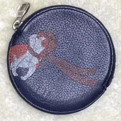 希少品✨ダンヒル　小銭入れ　コインケース　丸型　刻印ロゴ　犬　紺ネイビーレザー