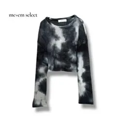 ミームセレクト クロップドリブトップス ショート丈 F 黒 グレー韓国製 薄手