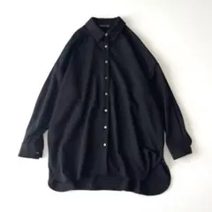 美品✨ミズイロインド バンドカラー ウール混 ワイドシルエット シャツ