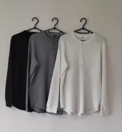 UNIQLO ワッフルヘンリーネックTシャツM 長袖　3枚セット