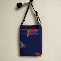 着物リメイク・ネイビー スマホショルダーバッグ