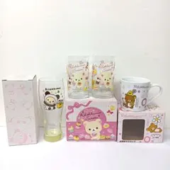 2.リラックマ　タンブラーグラスセット　ロンググラス　血液型マグカップ　計3点