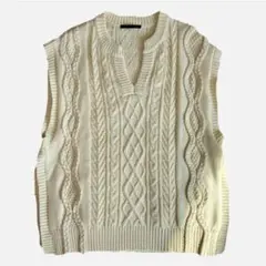 ヘザー　キーネック　ニットベスト　Heather アイボリー
