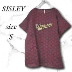 SISLEY シスレー ロゴビーズデザイン半袖カットソー S 透け感 コットンのサムネイル
