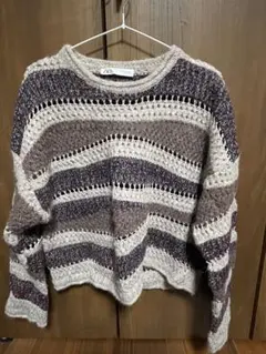 今月限り⭐︎ ZARA ストライプニット ニット　長袖 クロップド