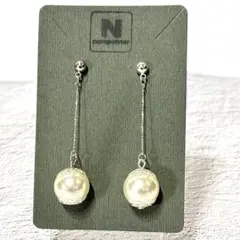 【ピアス】 シルバー パール チェーン 大玉　まとめ買い割