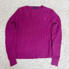 【極美品】RALPH LAUREN 近年タグ パープル　ケーブルニット XL