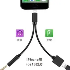 iPhone イヤホン　変換　アダプター　ケーブル2in1  音楽 充電
