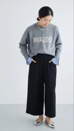 le. coeur bland ツイードライクワイドクロップドパンツ　ブラックS