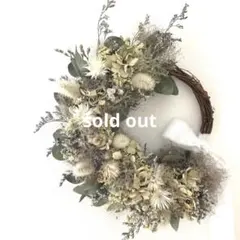 ♡ドライフラワー♡スモークツリーと秋色紫陽花のナチュラル三日月リース♡