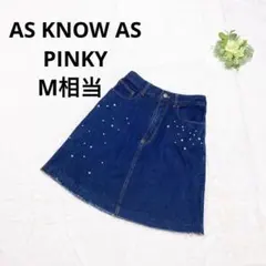アズノゥアズ パール付きAラインデニムスカート コットン100 カジュアルM相当