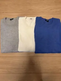 値下美品ユニクロクルーネックニットセーター3枚セット