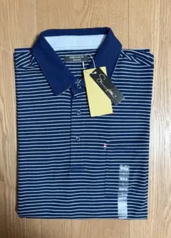ORIHICA ネイビー ストライプ ポロシャツ