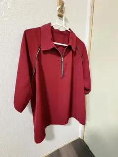 HARE ハーフジップ 半袖シャツ レッド　フリーサイズのサムネイル