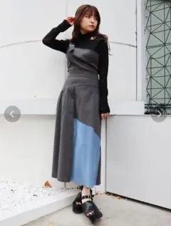 MURUA ムルーア 変形 ワンショル ジャンパースカート モード グレー