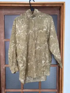 【LOWRYSFARM】カーキ色 抽象模様 長袖シャツ F