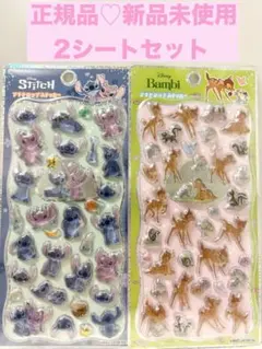 【正規品】スティッチ 、バンビ プチドロップシール 2シートセット