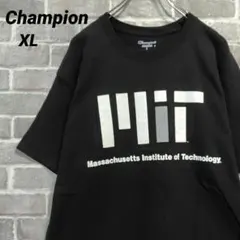 【Champion】希少品 カレッジプリントTシャツ ブラック US古着 MIT