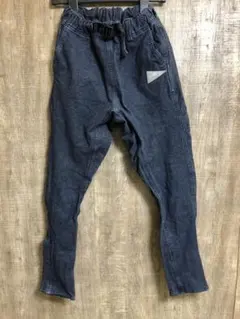 ネイビー デニム風 長ズボン ウエスト調整可能