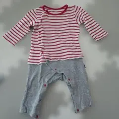 ベビー服 ロンパース ボーダー レッド グレー