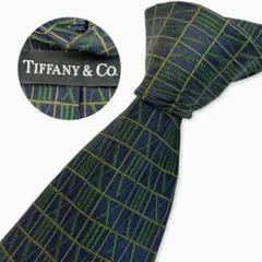 TIFFANY & Co. シルクネクタイ 幾何学柄 格子柄 ネイビーのサムネイル