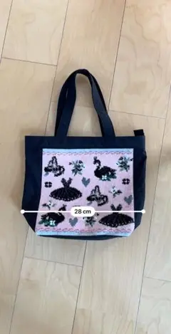バレエレッスンバッグ 黒い白鳥刺繍