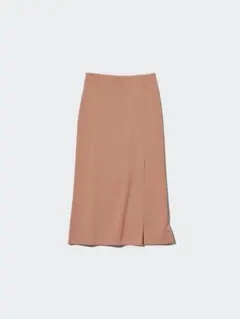 ユニクロ　UNIQLO ストレッチダブルフェイススリットスカート　ブラウン