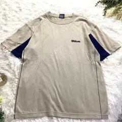 ウィルソン バイカラーTシャツ ベージュ 紺 パイピング 半袖 メンズ M