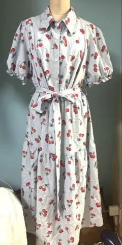 SHEIN さくらんぼ 水色 ワンピース ロリータ
