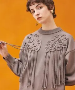 PUBLICTOKYOエンブロイダリーフリンジニットameriヴィンテージ