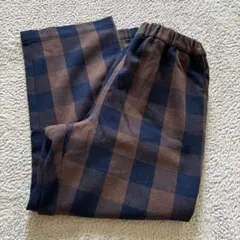 dessinブラウンネイビーチェックロングパンツ