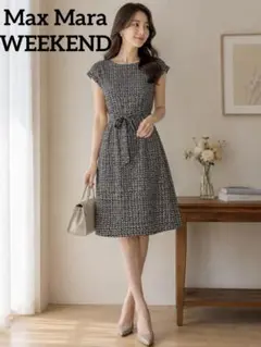 Max Mara WEEKEND 総柄 ウエストリボン ワンピース エレガントのサムネイル