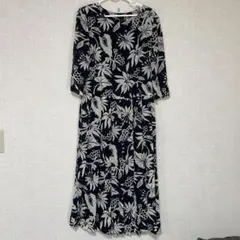 【LAUTREAMONT】ロングワンピース ネイビー 半袖 M オケージョン